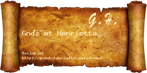 Gnámt Henrietta névjegykártya